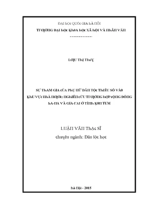 Luận văn sự tham gia của phụ nữ dân tộc thiểu số vào khu vực nhà nước