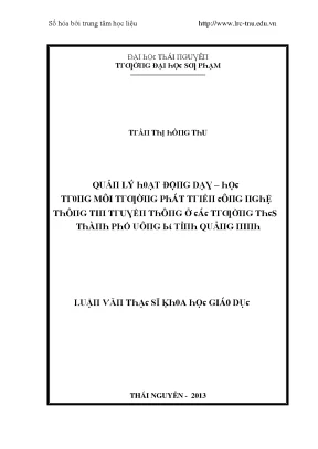 Luận văn quản lý hoạt động dạy học trong môi trường phát triển công nghệ thông tin truyền thông ở các trường thcs thành phố uông bí tỉnh quảng ninh