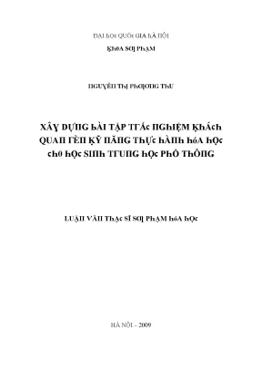 Luận văn xây dựng bài tập trắc nghiệm khách quan rèn kỹ năng thực hành hóa học cho học sinh trung học phổ thông