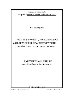 Luận văn hoàn thiện cơ chế tự chủ tài chính đối với đơn vị sự nghiệp có thu tại trường cao đẳng nghề việt đức vĩnh phúc