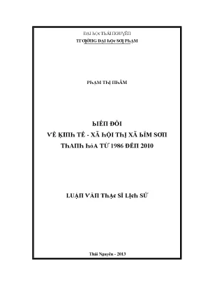 Luận văn biến đổi về kinh tế xã hội thị xã bỉm sơn thanh hóa từ 1986 đến 2010