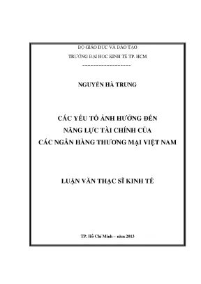 Luận văn các yếu tố ảnh hưởng đến năng lực tài chính của các ngân hàng thương mại việt nam luận văn thạc sĩ