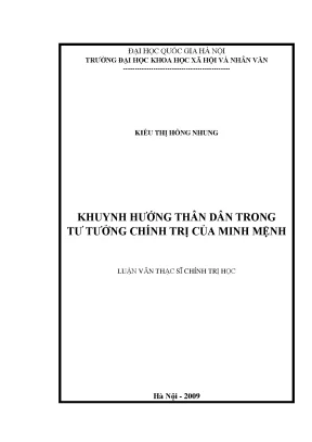 Luận văn thạc sĩ khuynh hướng thân dân trong tư tưởng chính trị của minh mệnh