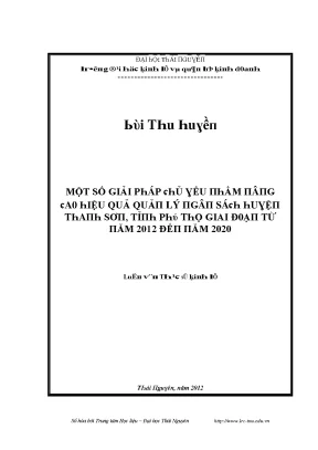 Luận văn một số giải pháp chủ yếu nhằm nâng cao hiệu quả quản lý ngân sách huyện thanh sơn tỉnh phú thọ giai đoạn từ năm 2012 đến 2020