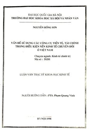 Luận văn thạc sĩ kinh tế chính trị vấn đề sử dụng các công cụ tiền tệ tài chính trong điều kiện nền kinh tế chuyển đổi ở việt nam