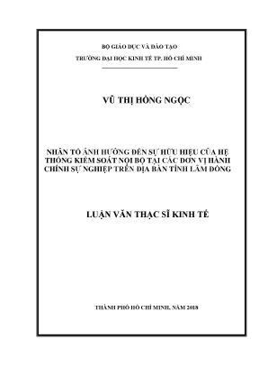 Luận văn các nhân tố ảnh hưởng đến sự hữu hiệu của hệ thống kiểm soát nội bộ tại các đơn vị hành chính sự nghiệp trên địa bàn tỉnh lâm đồng