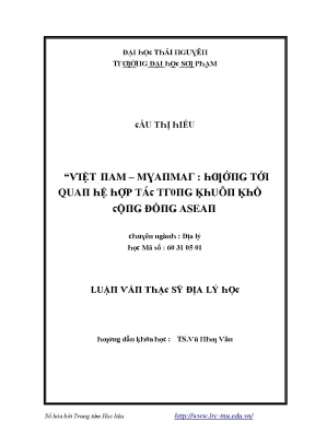 Luận văn việt nam myanmar hướng tới quan hệ hợp tác trong khuôn khổ cộng đồng asean
