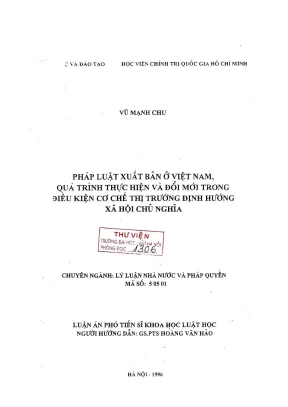 Luận án phó tiến sĩ khoa học luật học pháp luật xuất bản ở việt nam quá trình thực hiện và đổi mới trong điều kiện cơ chế thị trường định hướng xã hội chủ nghĩa