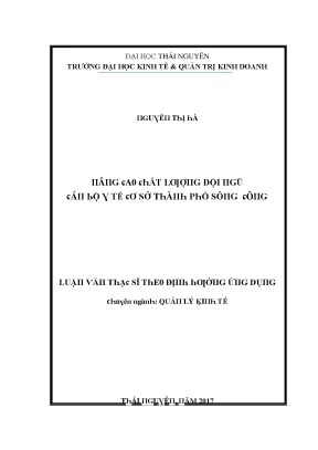 Luận văn nâng cao chất lượng đội ngũ cán bộ y tế cơ sở thành phố sông công