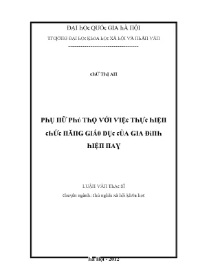 Luận văn phụ nữ phú thọ với việc thực hiện chức năng giáo dục của gia đình hiện nay
