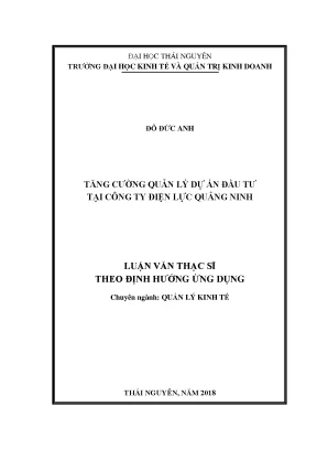 Luận văn tăng cường quản lý dự án đầu tư tại công ty điện lực quảng ninh