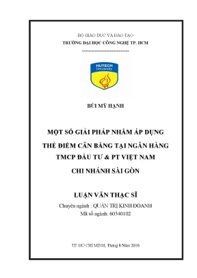 Luận văn một số giải pháp nhằm áp d ng thẻ điểm cân bằng tại ngân hàng tmcp đầu tư và phát triển việt nam chi nhánh sài gòn