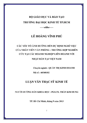 Luận văn các yếu tố ảnh hưởng đến dự định nghỉ việc của nhân viên văn phòng trường hợp nghiên cứu tại các doanh nghiệp liên doanh với nhật bản tại việt nam luận văn thạc sĩ