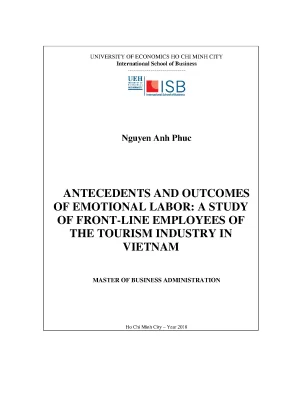 Luận văn thạc sĩ antecedents and outcomes of emotional labor a study of front line employees of the tourism industry in vietnam