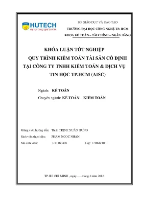 Luận văn quy trình kiểm toán tài sản cố định tại công ty tnhh kiểm toán dịch vụ tin học tp hcm aisc