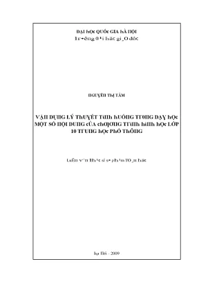 Luận văn vận dụng lý thuyết tình huống trong dạy học một số nội dung của chương trình hình học lớp 10 trung học phổ thông