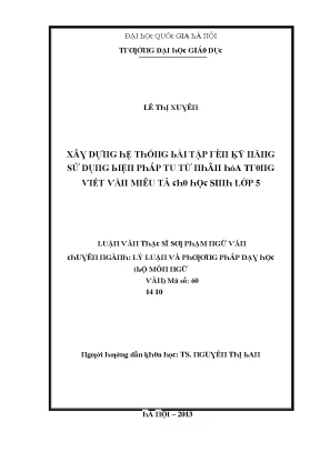 Luận văn xây dựng hệ thống bài tập rèn kỹ năng sử dụng biện pháp tu từ nhân hóa trong viết văn miêu tả cho học sinh lớp 5