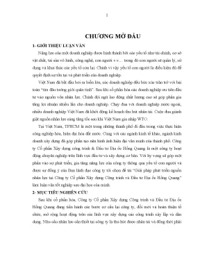 Luận văn thạc sĩ giải pháp phát triển nguồn nhân lực tại công ty cổ phần xây dựng công trình và đầu tư địa ốc hồng quang