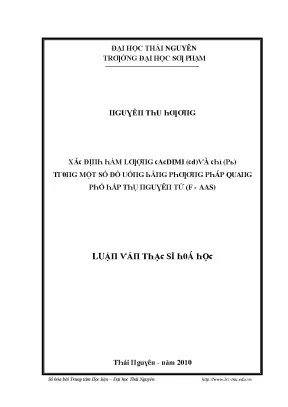Luận văn xác định hàm lượng cacdimi cd và chì pb trong một số đồ uống bằng phương pháp quang phổ hấp thụ nguyên tử f aas