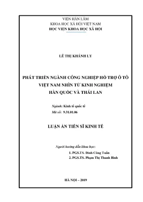 Luận án tiến sĩ kinh tế phát triển công nghiệp hỗ trợ ô tô việt nam nhìn từ kinh nghiệm hàn quốc và thái lan