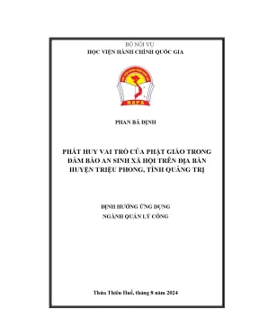 Luận văn phát huy vai trò của phật giáo trong đảm bảo an sinh xã hội trên địa bàn huyện triệu phong tỉnh quảng trị