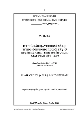 Luận văn tri thức bản địa về ứng xử xã hội trong cộng đồng người tày ở huyện nà hang tỉnh tuyên quang giai đoạn 1986 2010