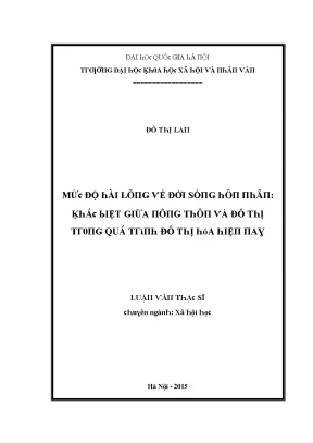 Luận văn mức độ hài lòng về đời sống hôn nhân khác biệt giữa nông thôn và đô thị trong quá trình đô thị hóa hiện nay