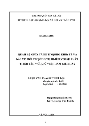 Luận văn quan hệ giữa tăng trưởng kinh tế và bảo vệ môi trường tự nhiên với sự phát triển bền vững ở việt nam hiện nay