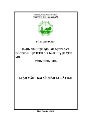 Luận văn đánh giá hiệu quả sử dụng đất nông nghiệp trên địa bàn huyện yên mỗ tỉnh ninh bình
