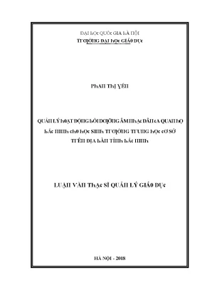 Luận văn quản lý hoạt động bồi dưỡng âm nhạc dân ca quan họ bắc ninh cho học sinh trường trung học cơ sở trên địa bàn tỉnh bắc ninh