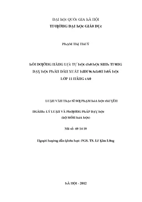 Luận văn bồi dưỡng năng lực tự học cho học sinh trong dạy học phần dẫn xuất hidrocacbon hóa học lớp 11 nâng cao