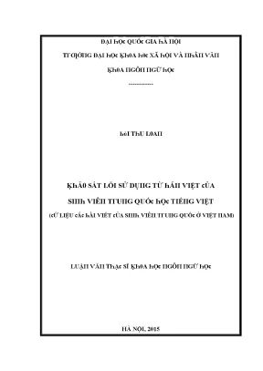 Luận văn khảo sát lỗi sử dụng từ hán việt của sinh viên trung quốc học tiếng việt