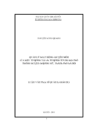 Luận văn quản lý hoạt động chuyên môn của hiệu trưởng tại các trường trung học phổ thông huyện chương mỹ thành phố hà nội