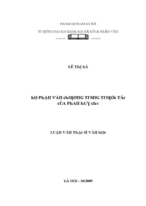 Luận văn bộ phận văn chương trong trước tác của phan huy chú