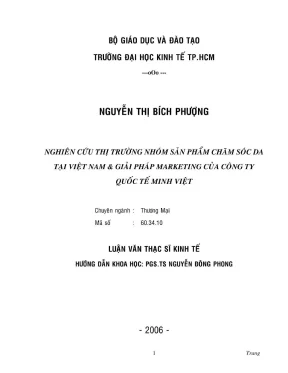 Luận văn thạc sĩ kinh tế nghiên cứu thị trường sản phẩm nhóm chăm sóc da tại việt nam và giải pháp marketing của công ty quốc tế minh việt