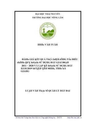 Luận văn đánh giá kết quả thực hiện công tác điều chỉnh quy hoạch sử dụng đất giai đoạn 2011 2020 và lập kế hoạch sử dụng đất năm 2019 huyện yên minh tỉnh hà giang