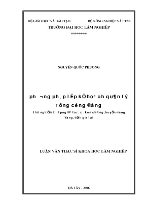 Luận văn phương pháp lập kế hoạch quản lý rừng cộng đồng thử nghiệm tại làng đê tar xã kon chiêng huyện mang yang tỉnh gia lai