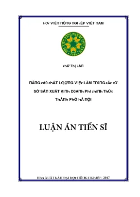 Luận văn nâng cao chất lượng việc làm trong các cở sở sản xuất kinh doanh phi chính thức thành phố hà nội