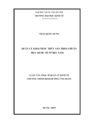 Luận văn quản lý khai thác thủy sản theo chuẩn mực quốc tế ở việt nam