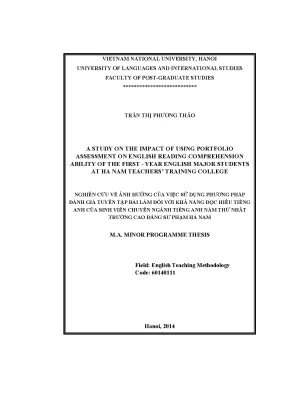 Luận văn thạc sĩ a study on the impact of using portfolio assessment on english reading comprehension ability of the first year english major students at ha nam teachers training college002