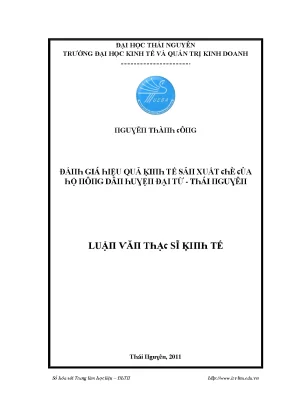 Luận văn đánh giá hiệu quả kinh tế sản xuất chè của hộ nông dân trên địa bàn huyện đại từ thái nguyên