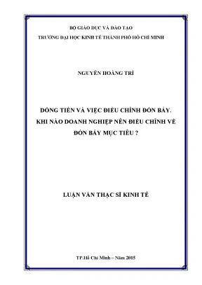 Luận văn dòng tiền và việc điều chỉnh đòn bẩy khi nào doanh nghiệp nên điều chỉnh về đòn bẩy mục tiêu