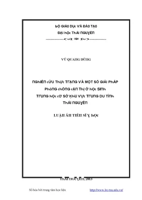 Luận văn nghiên cứu thực trạng và một số giải pháp phòng chống cận thị ở học sinh trung học cơ sở khu vực trung du tỉnh thái nguyên