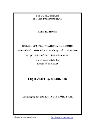 Luận văn nghiên cứu thực trạng và xu hướng biến đổi của một số thảm cỏ tại xã nham sơn huyện yên dũng tỉnh bắc giang