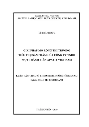 Luận văn giải pháp mở rộng thị trường tiêu thụ sản phẩm của công ty trách nhiệm hữu hạn một thành viên apatit việt nam