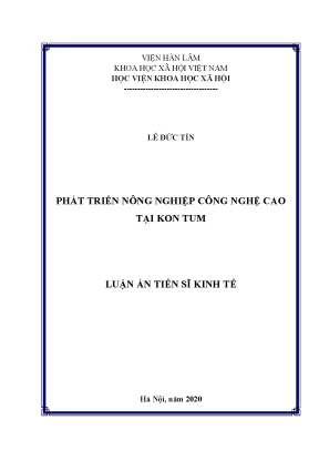 Luận án tiến sĩ kinh tế phát triển nông nghiệp công nghệ cao tại kon tum