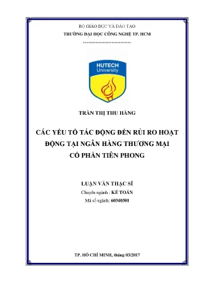 Luận văn các yếu tố tác động đến rủi ro hoạt động tại ngân hàng thương mại cổ phần tiên phong