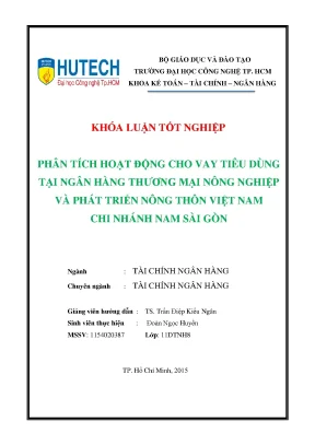 Luận văn phân tích hoạt động cho vay tiêu dùng tại ngân hàng thương mại nông nghiệp và phát triển nông thôn việt nam chi nhánh nam sài gòn