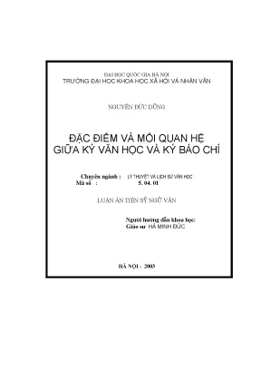 Luận án tiến sĩ đặc điểm và mối quan hệ giữa ký văn học và ký báo chí