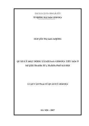 Luận văn quản lý hoạt động xã hội hóa giáo dục tiểu học ở huyện thanh trì thành phố hà nội